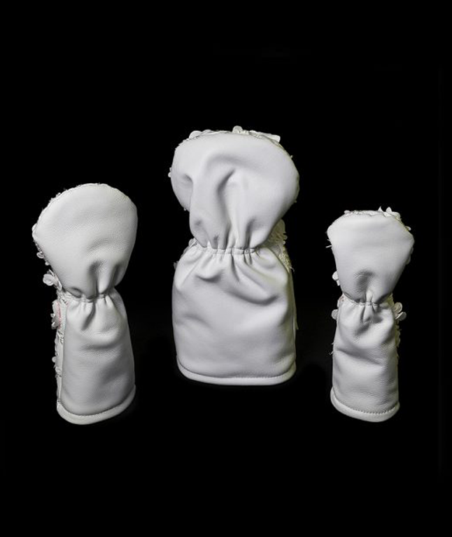 [Limited Edition] Baron Golf Flower Driver, Wood, Utility Cover made by Finest Calf Leather [Hand-made] - White