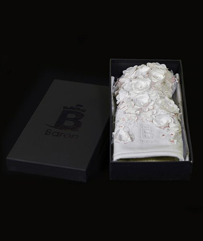 [Limited Edition] Baron Golf Flower Driver, Wood, Utility Cover made by Finest Calf Leather [Hand-made] - White