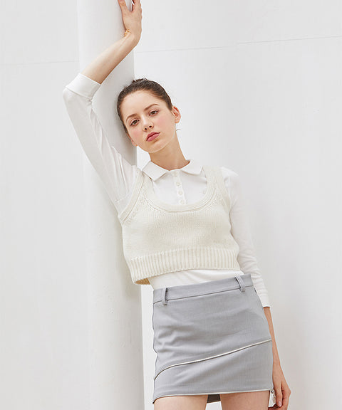 MYCL  Zipper Culotte Skirt - Grey